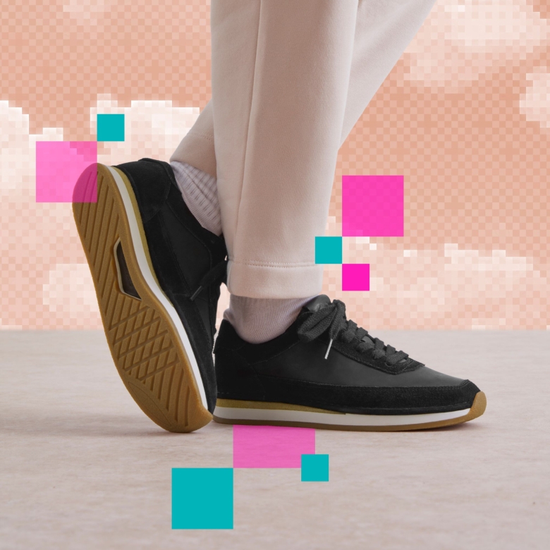 Schwarze Kombi Clarks Craft Run Spitze