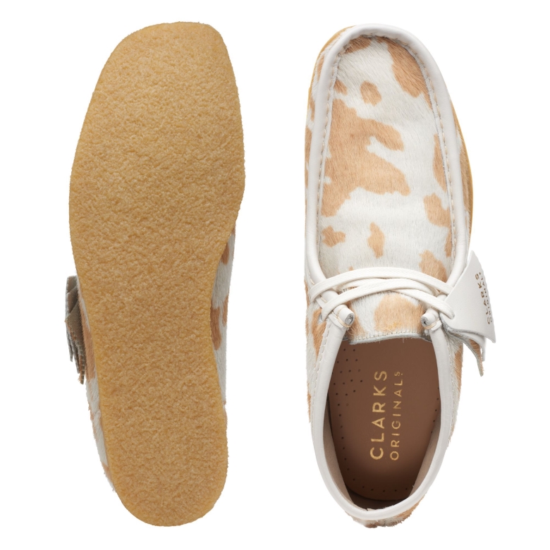 Clarks Wallabee Boots Hellbrauner Kuhaufdruck