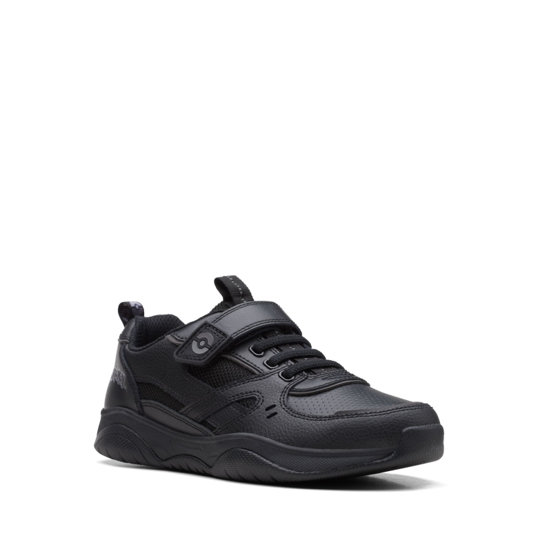 Schwarzes Leder Clarks Grip Trade O