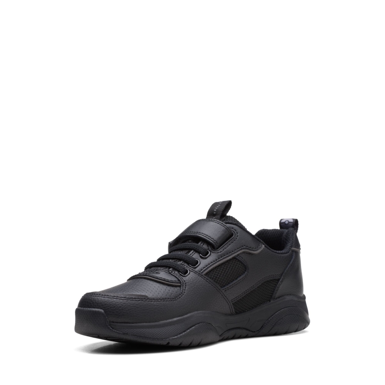 Schwarzes Leder Clarks Grip Trade O