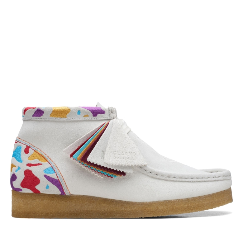 Wallabee Boot Clarks Weiß Kombi