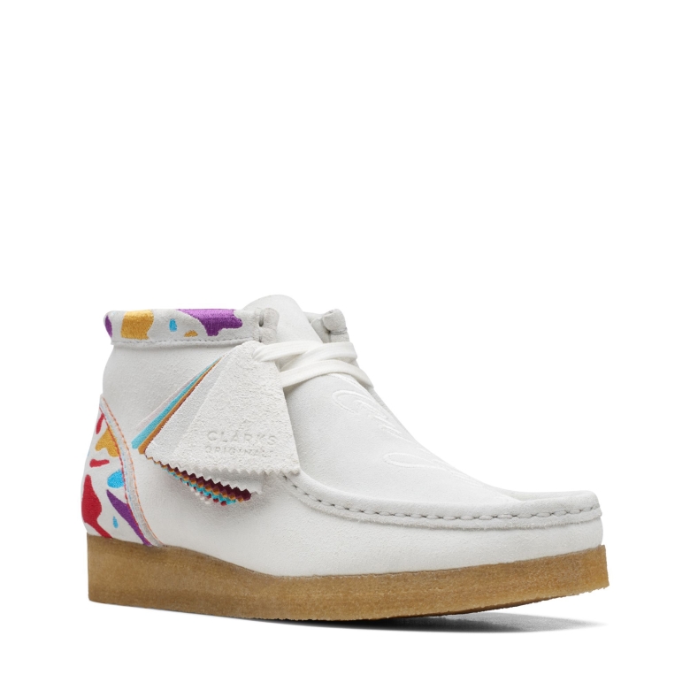 Wallabee Boot Clarks Weiß Kombi