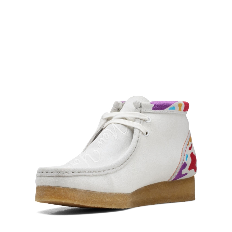 Wallabee Boot Clarks Weiß Kombi