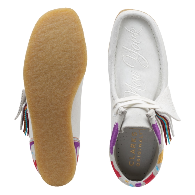 Wallabee Boot Clarks Weiß Kombi