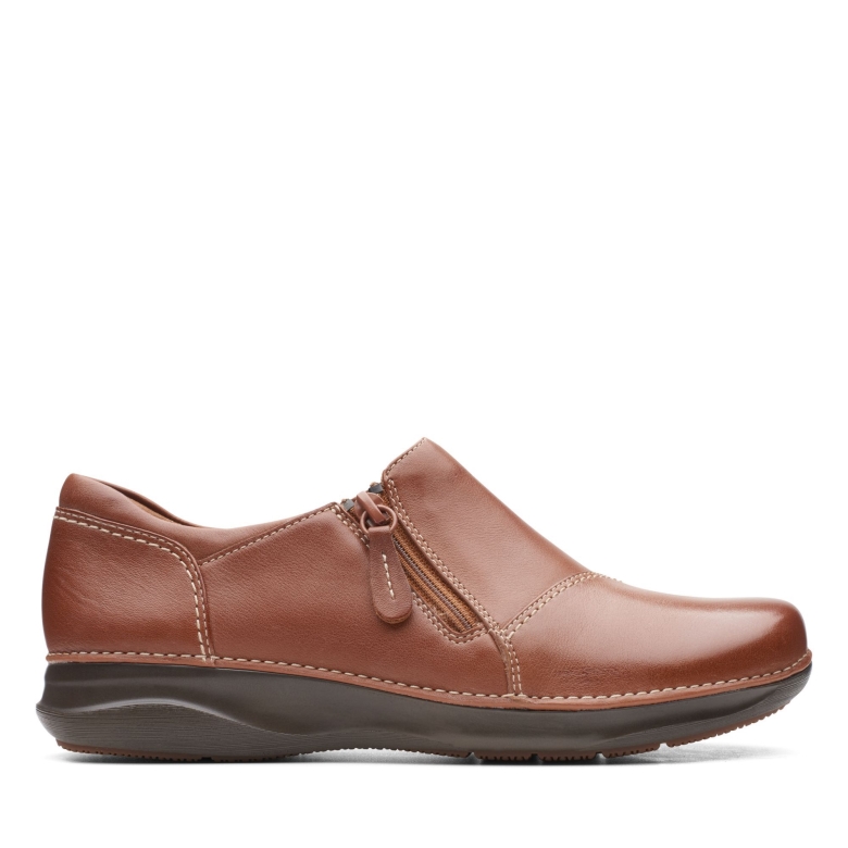 Dunkelbrauner Leder-clarks-apfel-reißverschluss