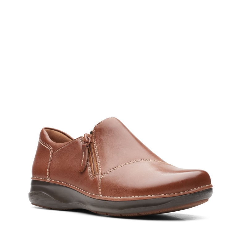 Dunkelbrauner Leder-clarks-apfel-reißverschluss