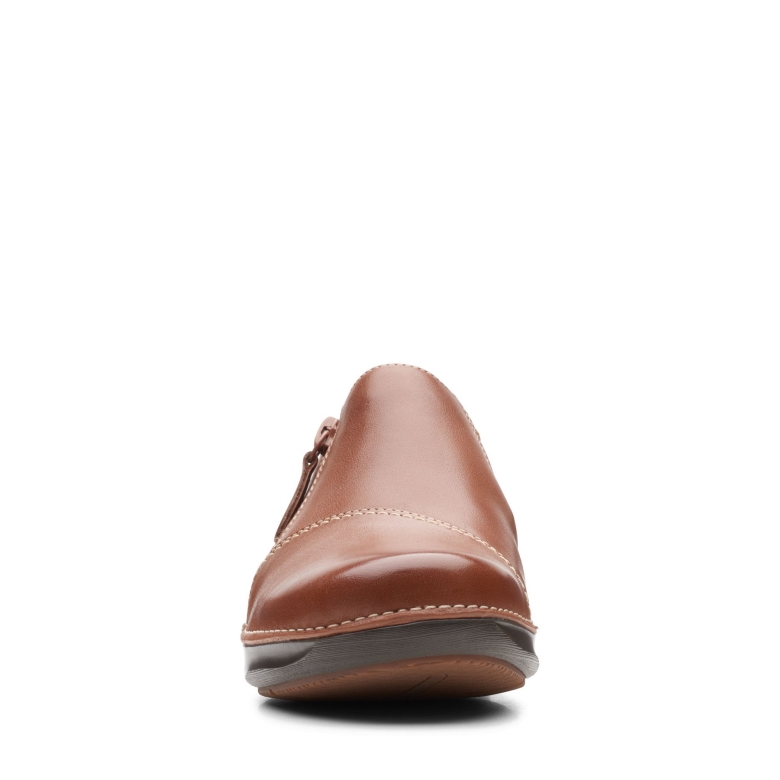 Dunkelbrauner Leder-clarks-apfel-reißverschluss