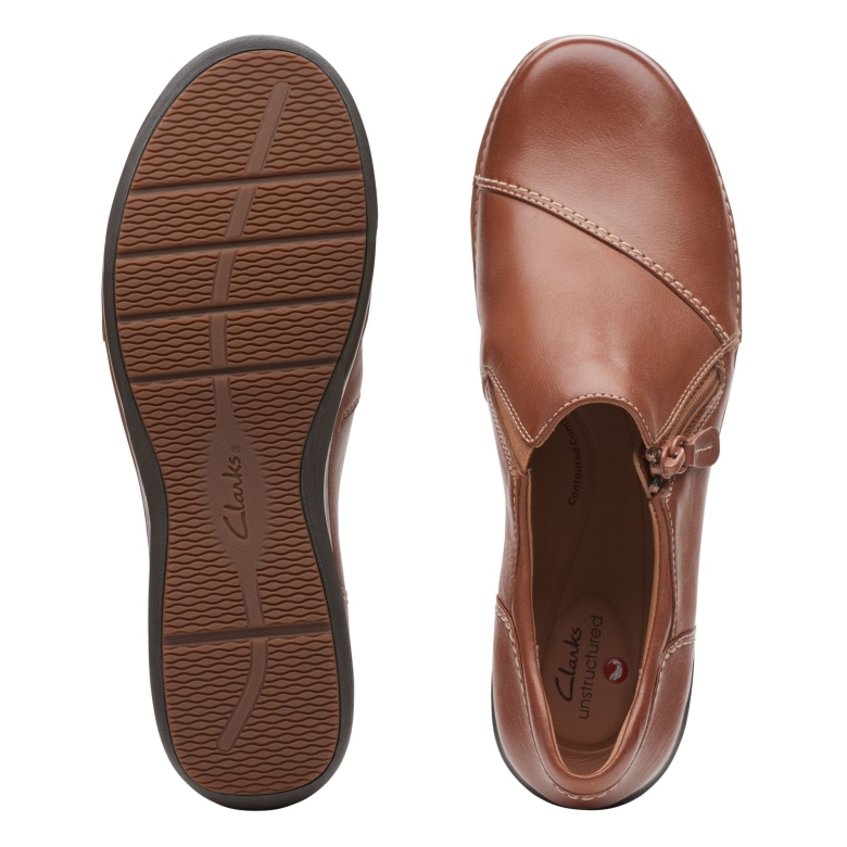 Dunkelbrauner Leder-clarks-apfel-reißverschluss