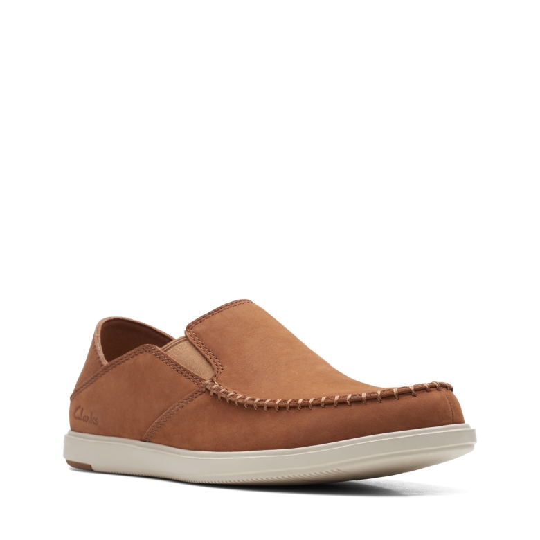 Clarks Dunkelbrauner Bratton-slip Aus Nubukleder