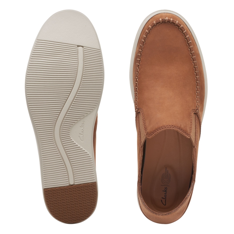 Clarks Dunkelbrauner Bratton-slip Aus Nubukleder