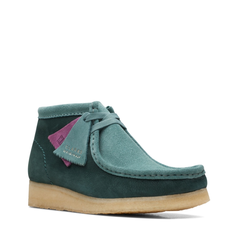 Clarks Wallabee Boot Blaugrün Kombi