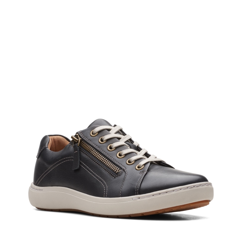 Schwarzes Leder Nalle Spitze Clarks