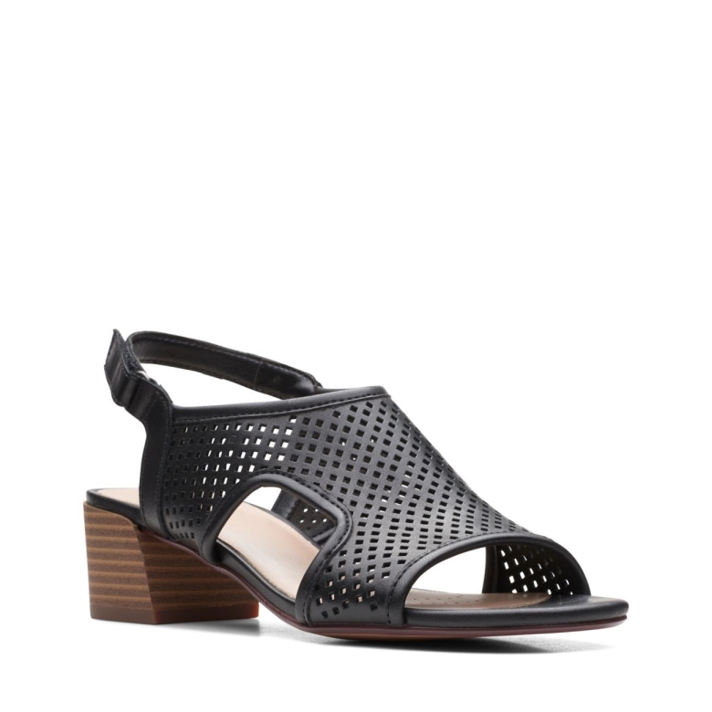 Schwarzes Leder Clarks Caroleigh Star