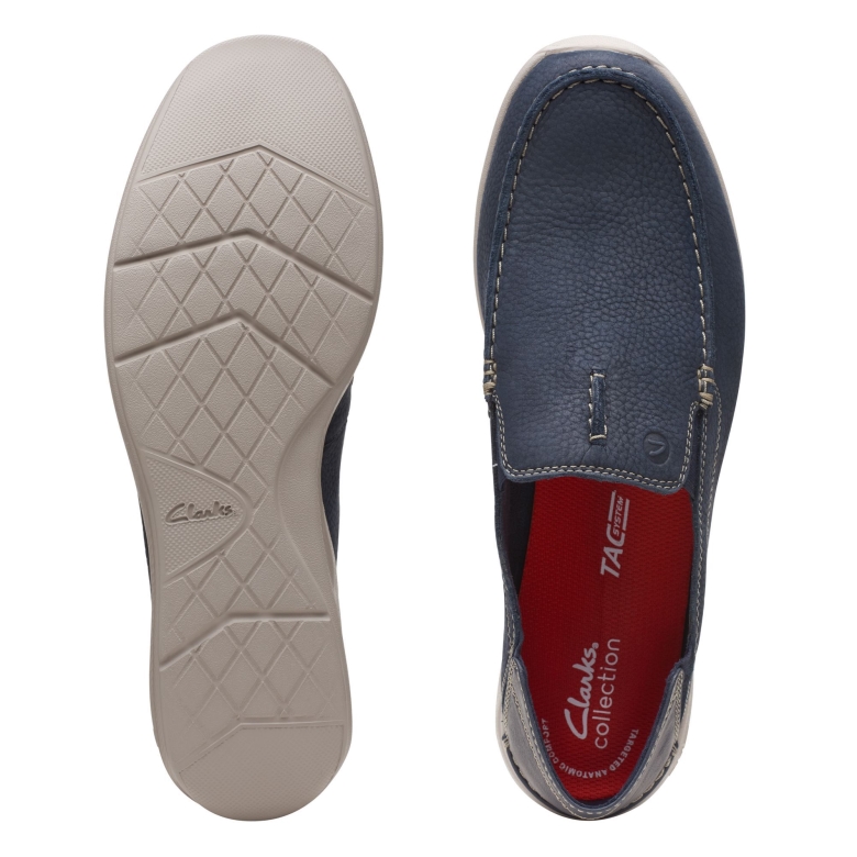 Navy Nubuk Clarks Overstep