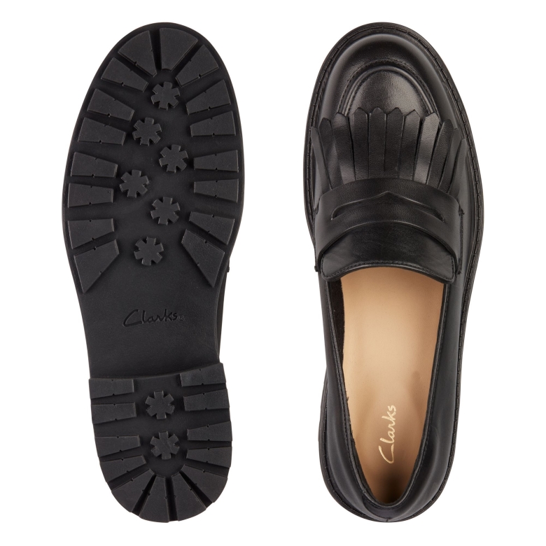 Schwarz Hishine Leder Orinoco 2 Loafer Clarks