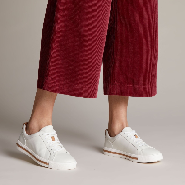 Weißes Leder Clarks Un Maui Spitze