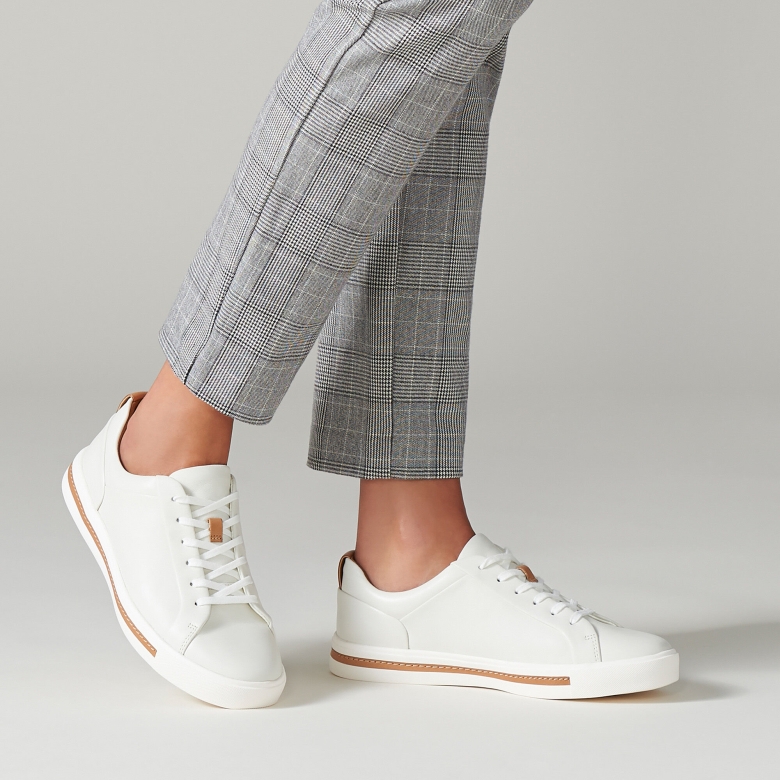 Weißes Leder Clarks Un Maui Spitze