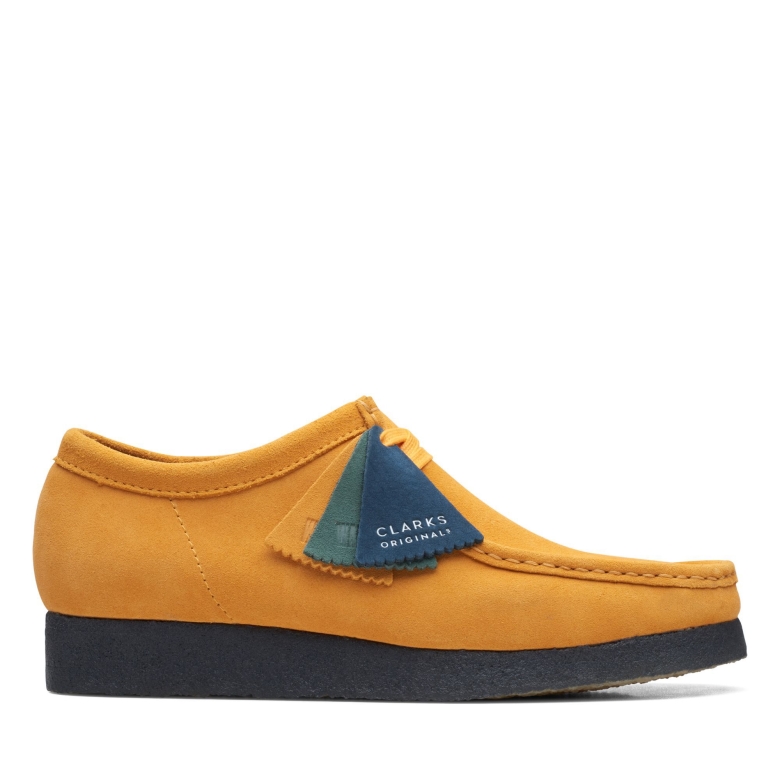 Gelbe/blaue Wallabee Clarks