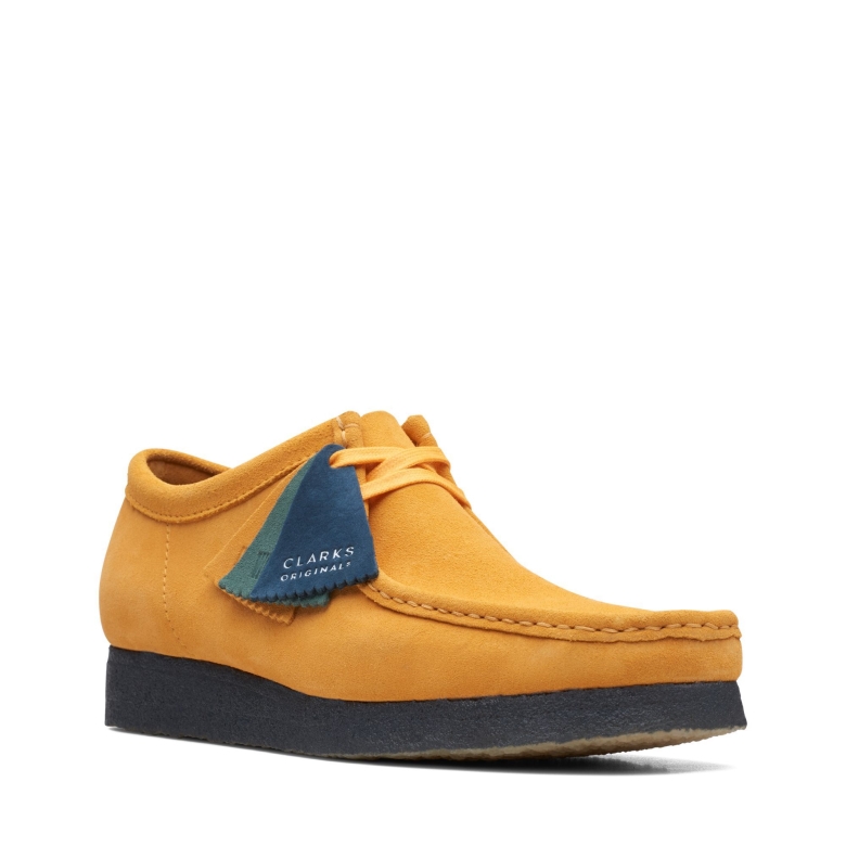 Gelbe/blaue Wallabee Clarks