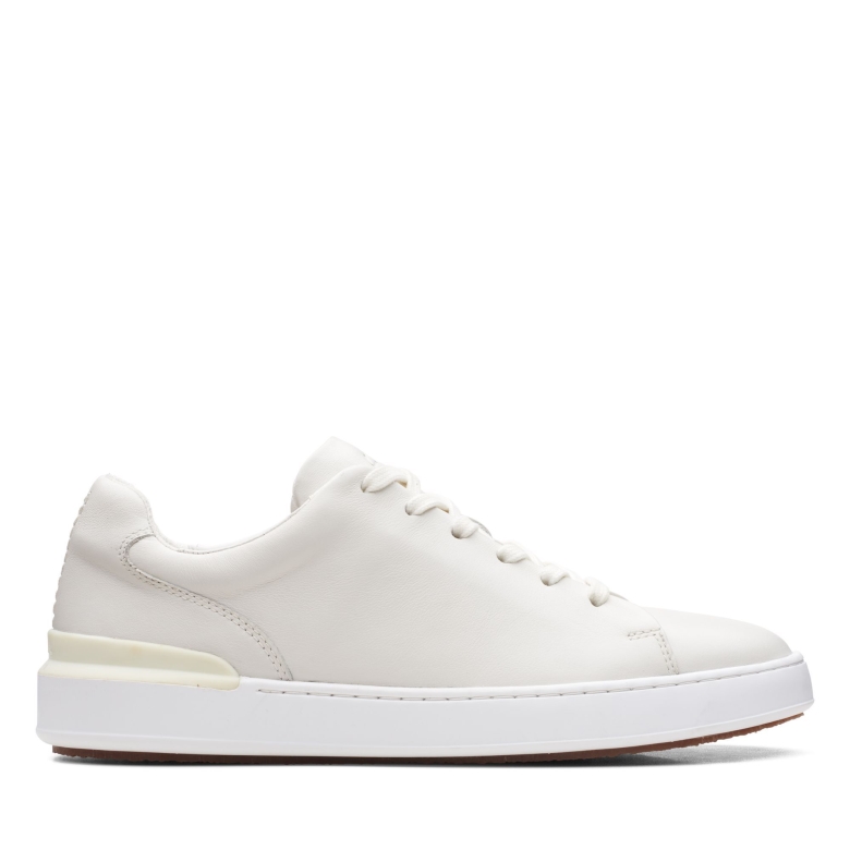 Weißes Leder Clarks Court Lite Spitze