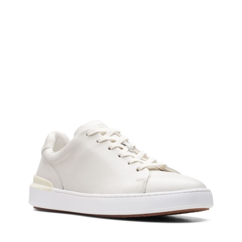 Weißes Leder Clarks Court Lite Spitze