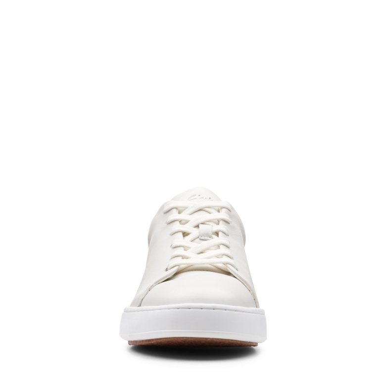Weißes Leder Clarks Court Lite Spitze