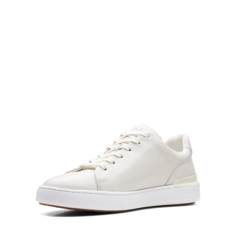 Weißes Leder Clarks Court Lite Spitze