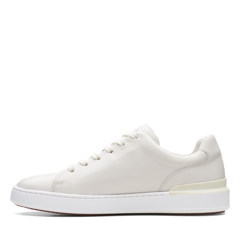 Weißes Leder Clarks Court Lite Spitze