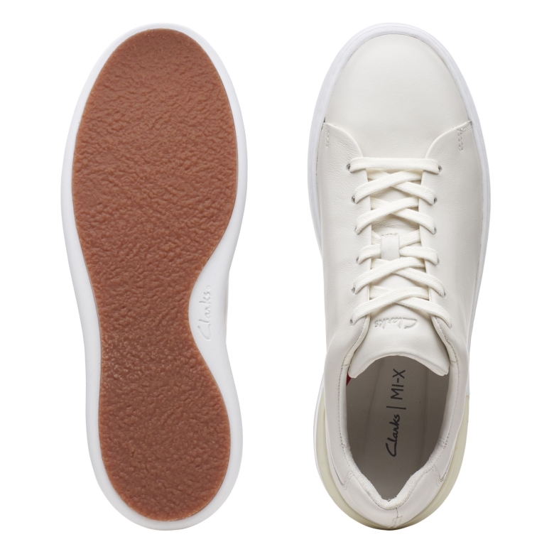 Weißes Leder Clarks Court Lite Spitze