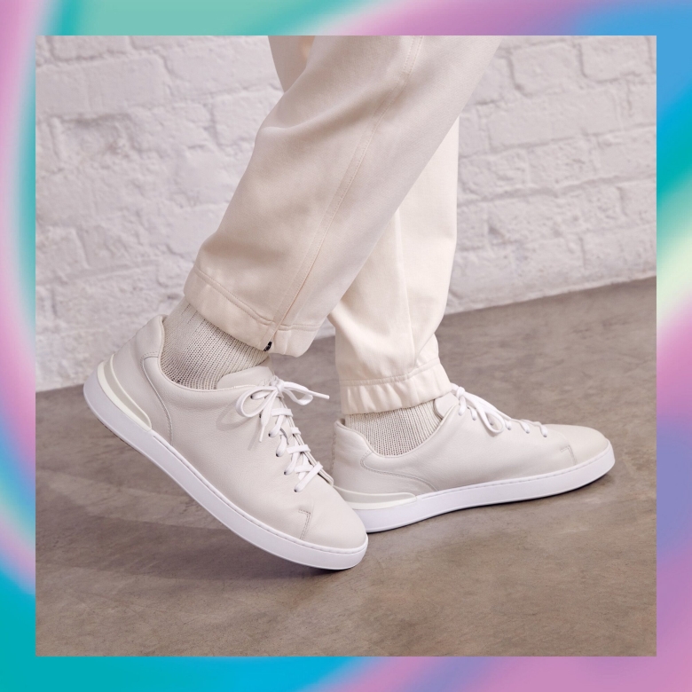 Weißes Leder Clarks Court Lite Spitze
