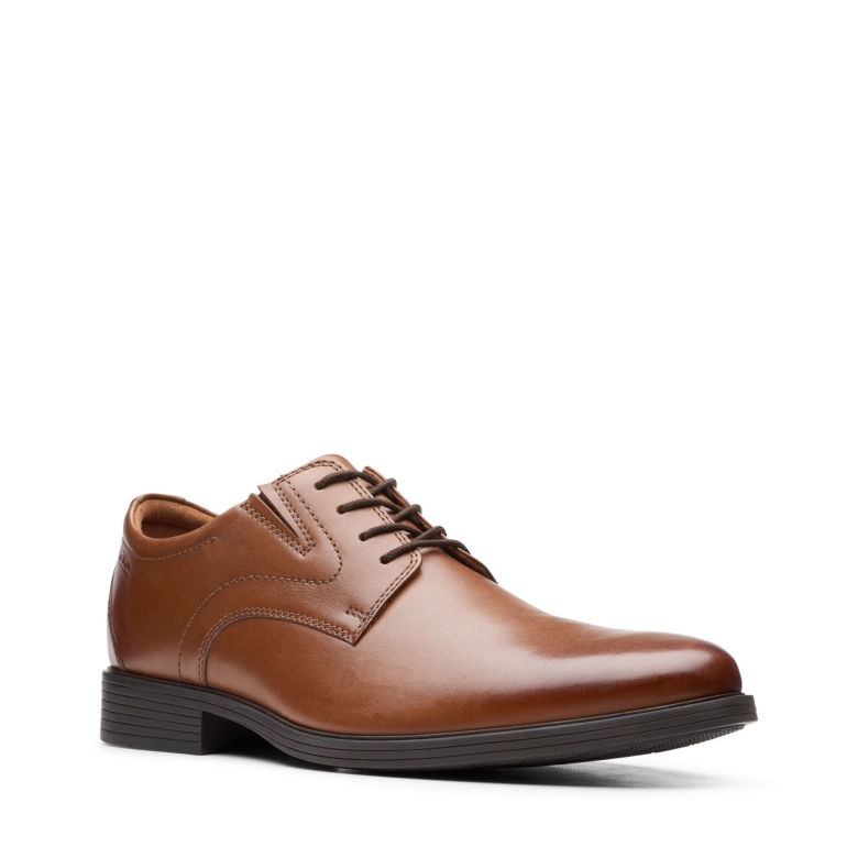 Whiddon Plain Dark Tan Leder Clarks