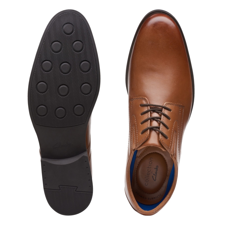 Whiddon Plain Dark Tan Leder Clarks