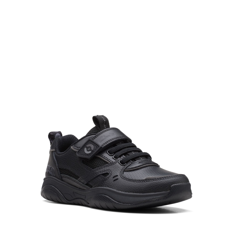 Schwarzes Leder Clarks Grip Trade K