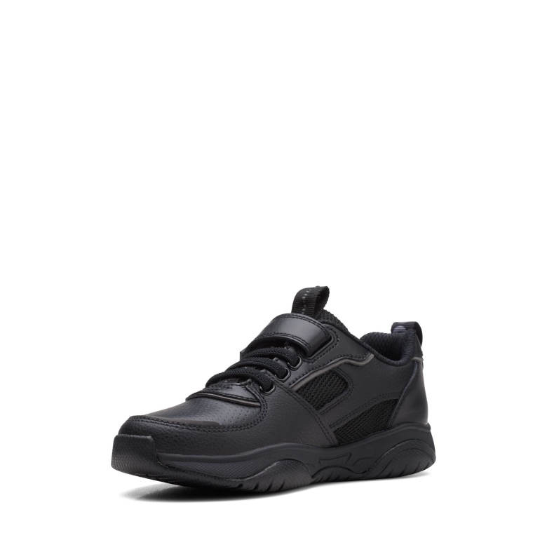 Schwarzes Leder Clarks Grip Trade K