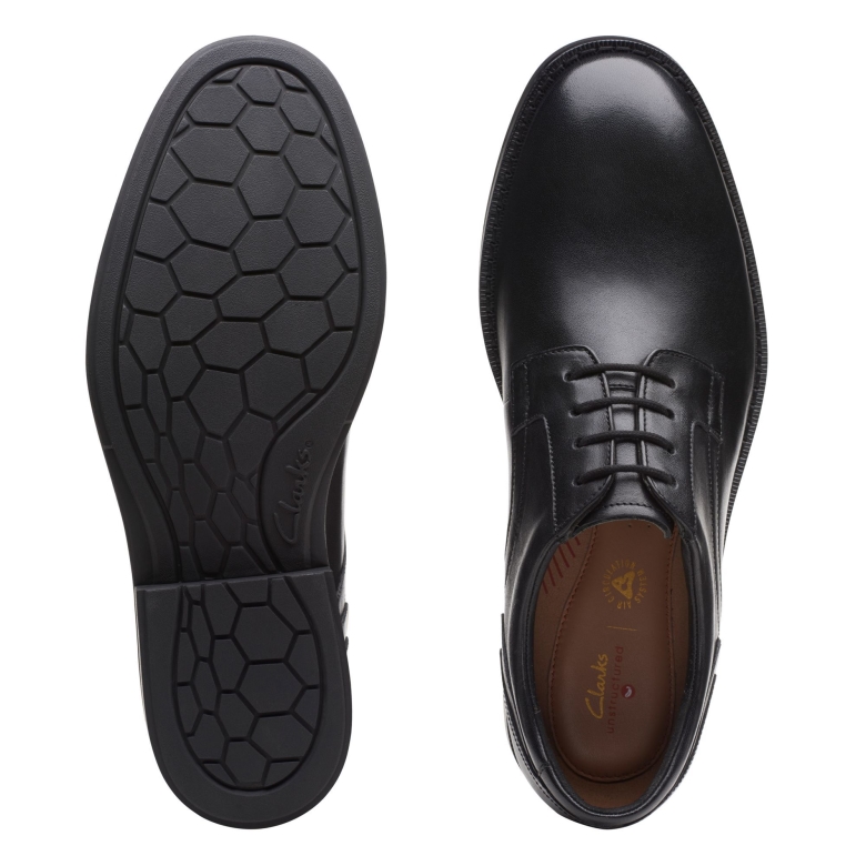 Clarks Un Hugh Spitze Schwarzes Leder