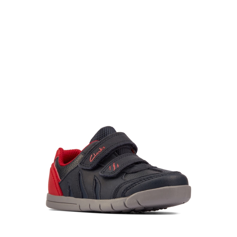 Marine/rotes Leder Clarks Rex Play T