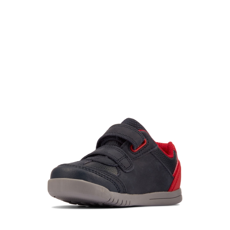 Marine/rotes Leder Clarks Rex Play T