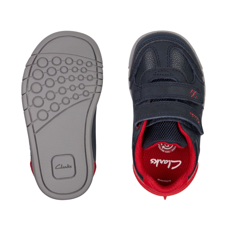 Marine/rotes Leder Clarks Rex Play T
