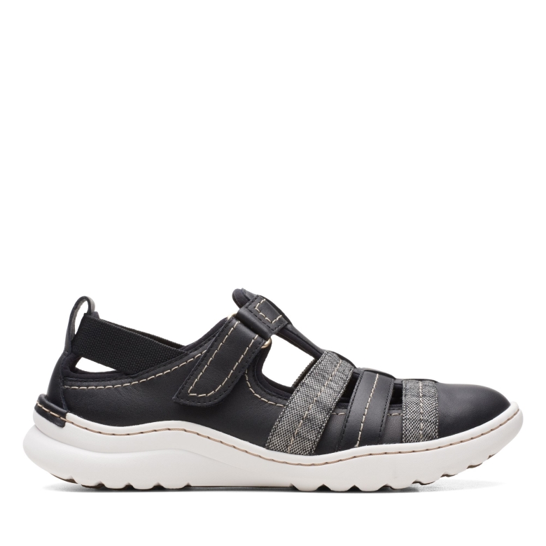 Teagan Step Clarks Schwarzes Leder