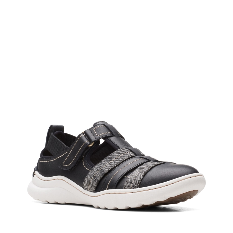 Teagan Step Clarks Schwarzes Leder