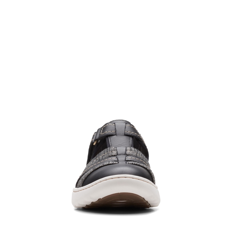 Teagan Step Clarks Schwarzes Leder