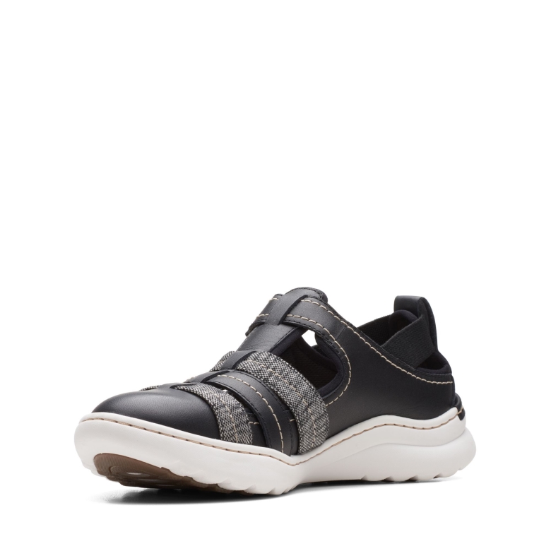Teagan Step Clarks Schwarzes Leder
