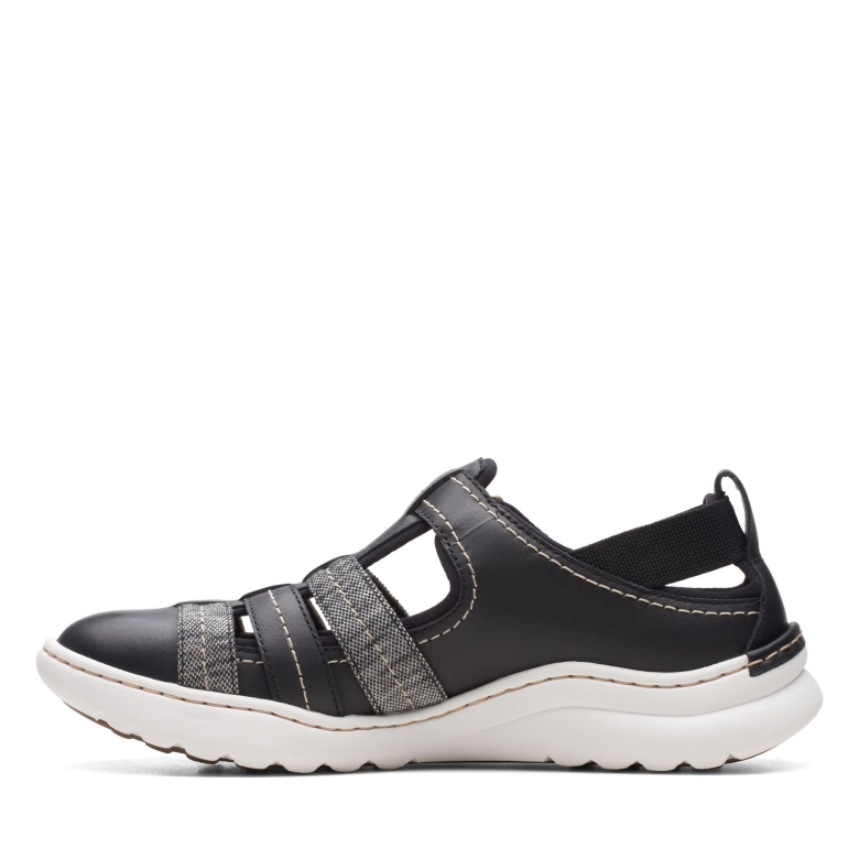 Teagan Step Clarks Schwarzes Leder