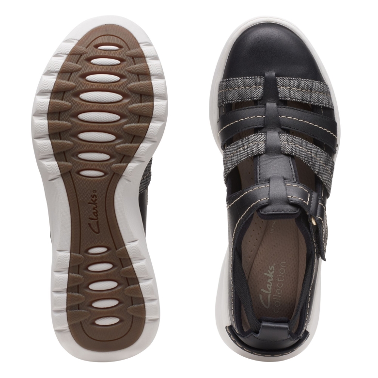 Teagan Step Clarks Schwarzes Leder