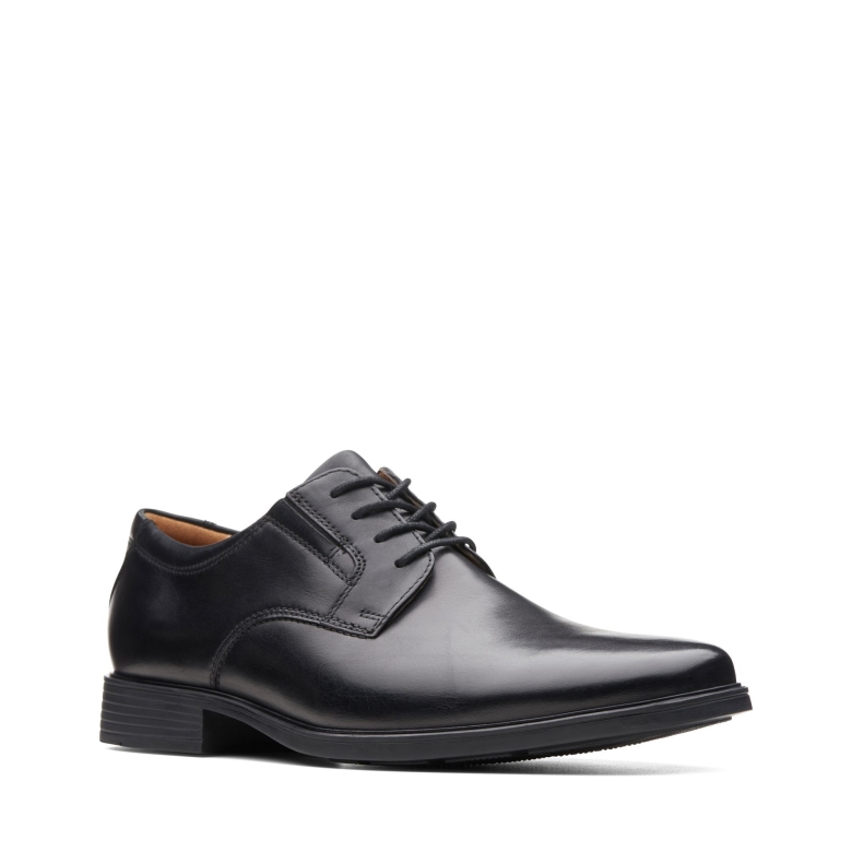 Schwarzes Leder Clarks Tilden Einfarbig