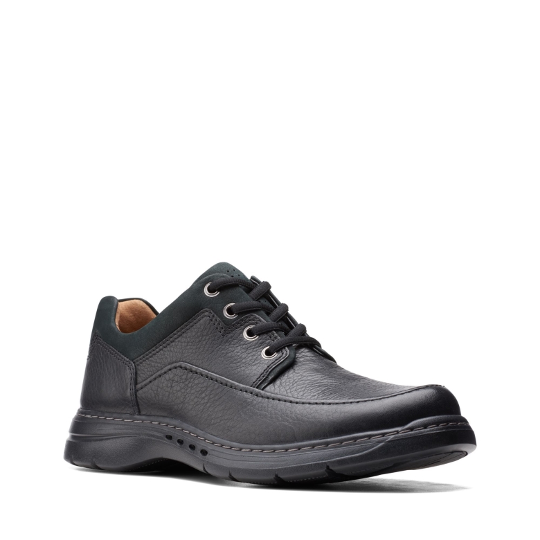 Un Brawley Lace Schwarz Getrommeltes Leder Clarks