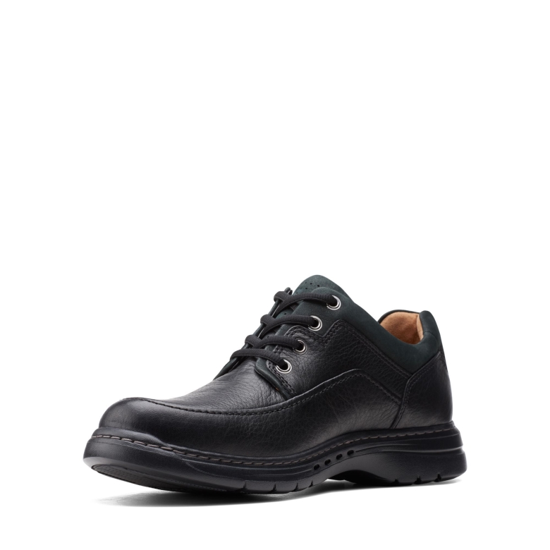 Un Brawley Lace Schwarz Getrommeltes Leder Clarks