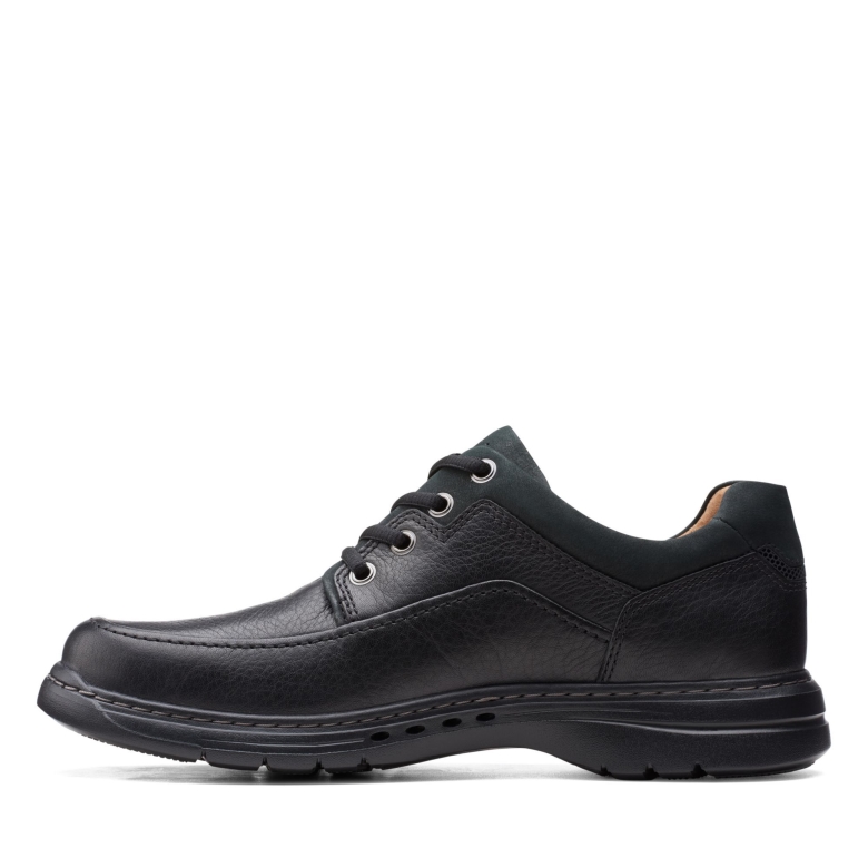 Un Brawley Lace Schwarz Getrommeltes Leder Clarks