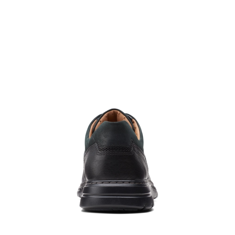 Un Brawley Lace Schwarz Getrommeltes Leder Clarks