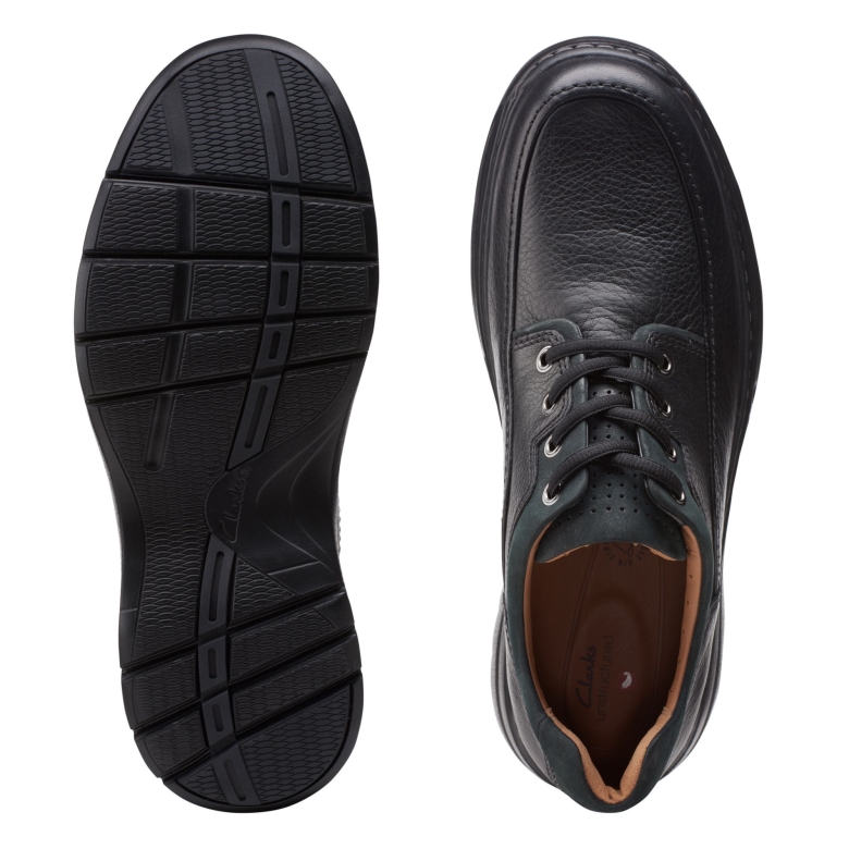 Un Brawley Lace Schwarz Getrommeltes Leder Clarks